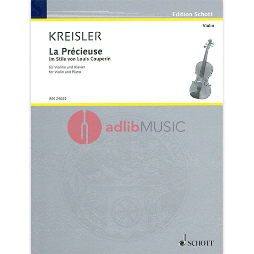 Kreisler - La Precieuse in the Style of Couperin - Violin/Piano Accompaniment Schott BSS29022
