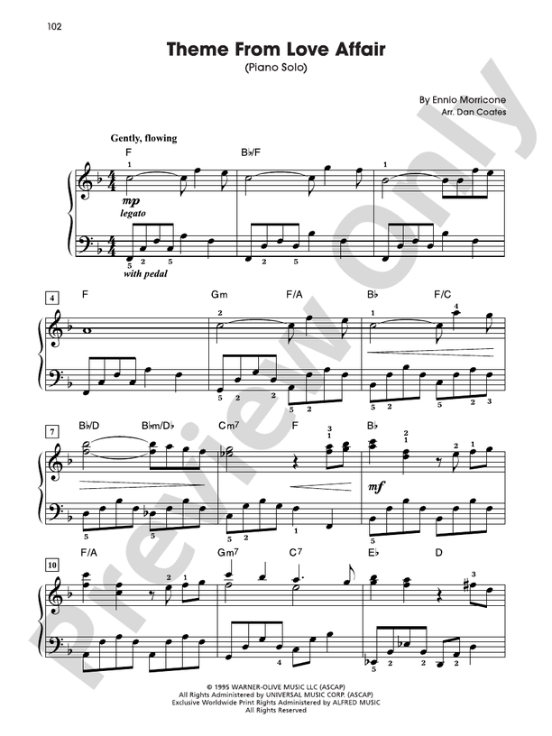 Love Affair (Main Theme) - Arr. Dan Coates - Easy Piano (Digital Download)