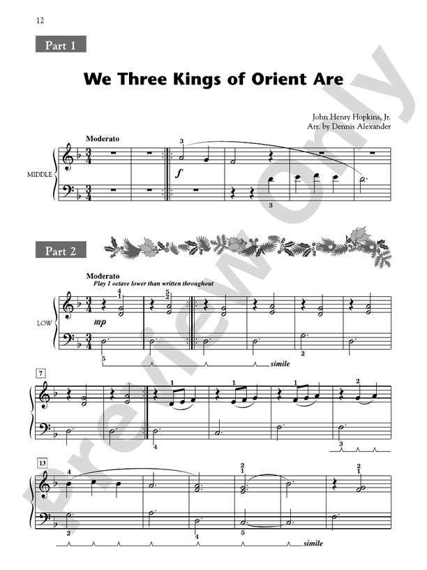 We Three Kings of Orient Are - 1 Piano, 6 Hands (Digital Download)