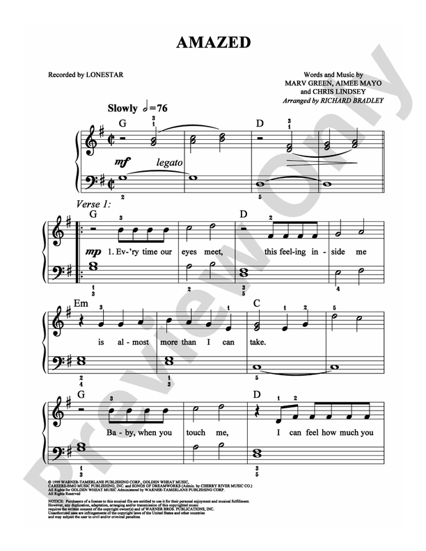 Amazed - Arr. Richard Bradley (DSM-PS-0004770) - Easy Piano (Digital Download)