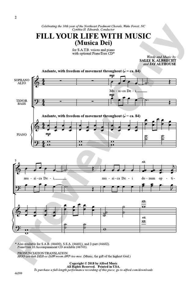 Fill Your Life with Music – SATB Choral Octavo (Digital Download)