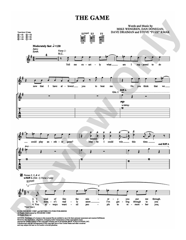 The Game - Disturbed - Guitar TAB (Digital Download)