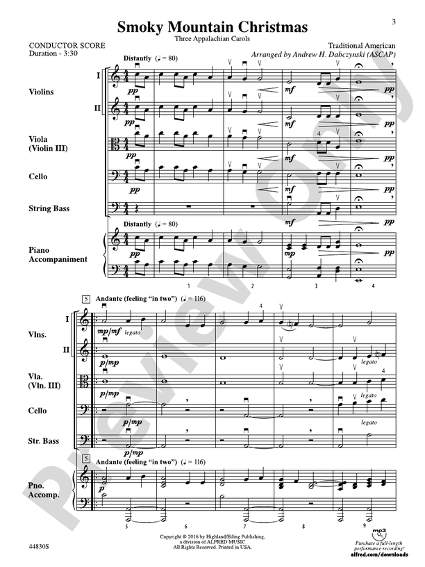 Smoky Mountain Christmas - String Orchestra Conductor Score & Parts (Digital Download)