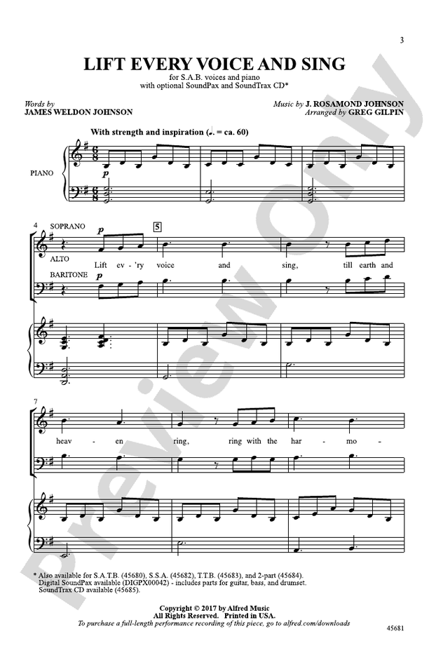 Lift Every Voice and Sing – SAB Choral Octavo (Digital Download)