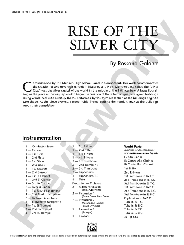 Rise of the Silver City - Concert Band Conductor Score & Parts (Digital Download)