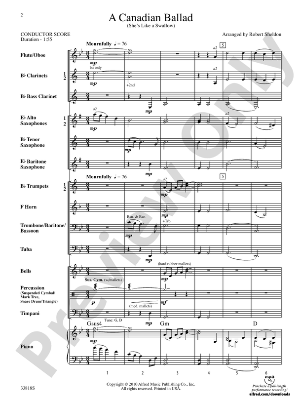 A Canadian Ballad - Concert Band Conductor Score & Parts (Digital Download)