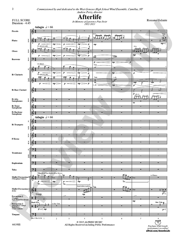 Afterlife - Concert Band Conductor Score & Parts (Digital Download)
