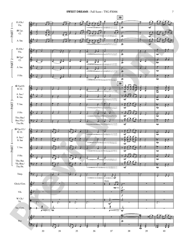 Sweet Dreams (Flexible Arrangement) - Concert Band Conductor Score & Parts (Digital Download)
