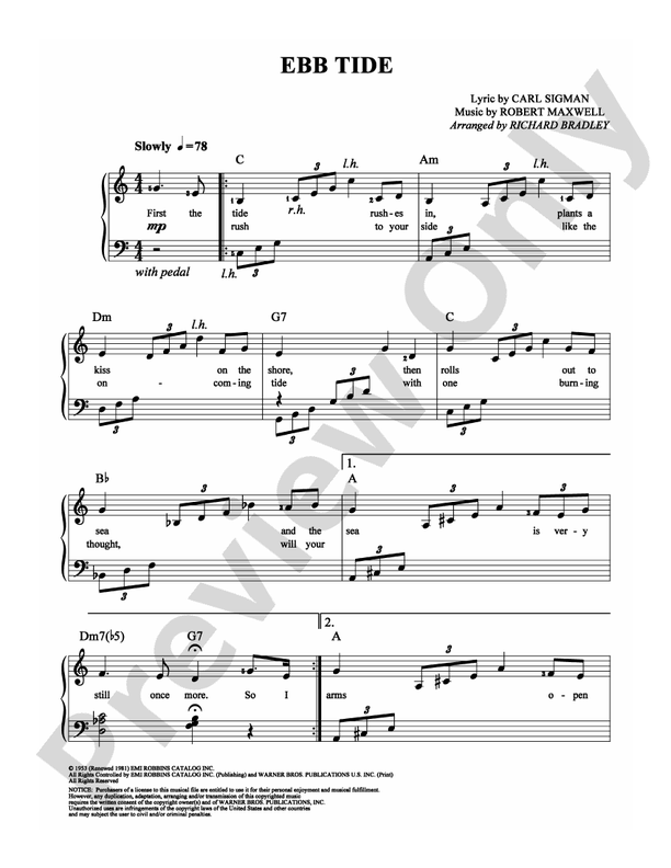Ebb Tide - Arr. Richard Bradley - Easy Piano (Digital Download)