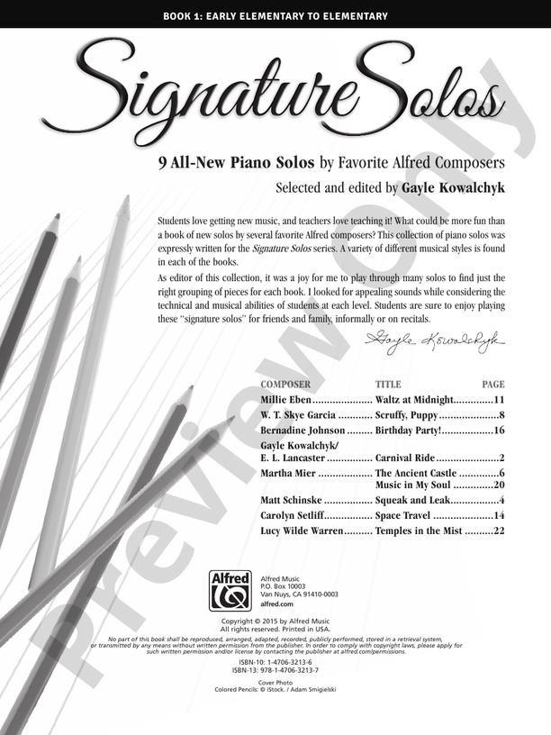 Signature Solos, Book 1 - Piano (Digital Download)
