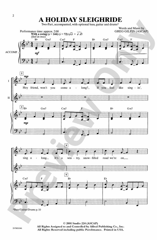 A Holiday Sleighride - 2-Part Choral Octavo (Digital Download)