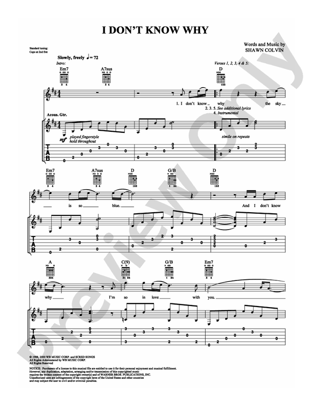 I Don't Know Why - Guitar TAB (Digital Download)