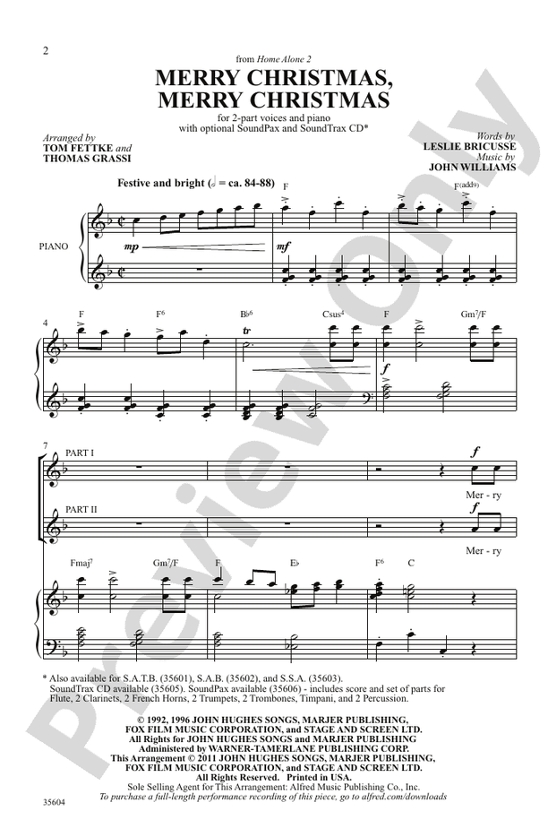 Merry Christmas, Merry Christmas (from Home Alone 2) – 2-Part Choral Octavo (Digital Download)