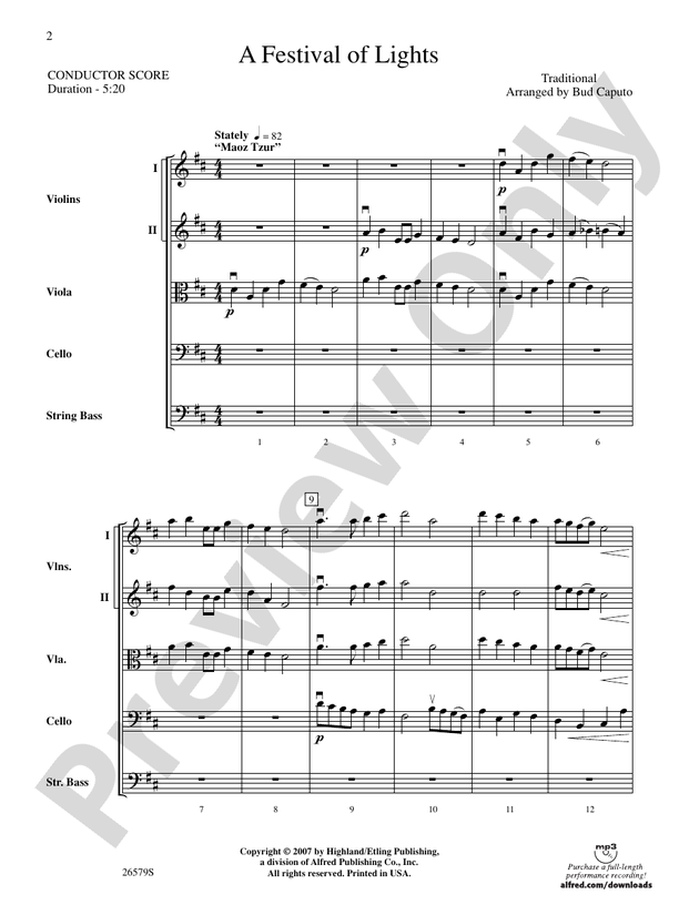 A Festival of Lights – String Orchestra Conductor Score & Parts (Digital Download)