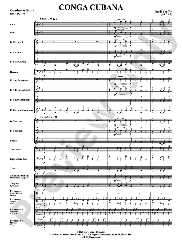 Conga Cubana - Concert Band Conductor Score & Parts(Digital Download)
