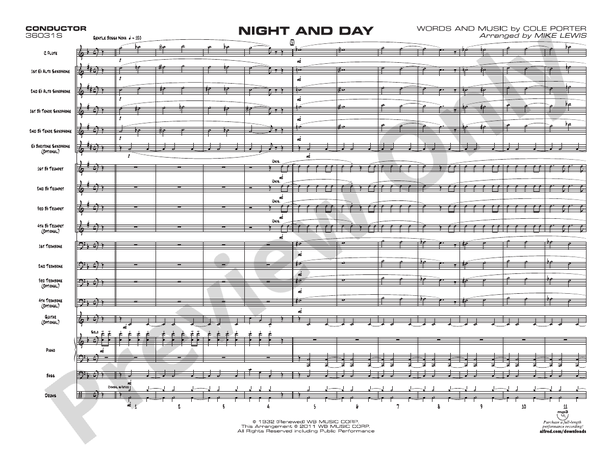 Night and Day (Young Jazz Ensemble) - Jazz Ensemble Conductor Score & Parts(Digital Download)