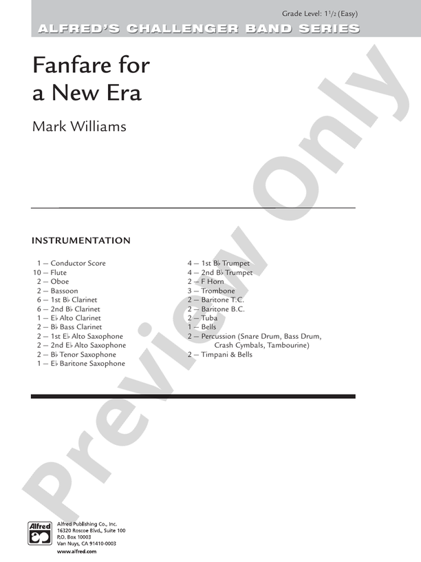 Fanfare for a New Era - Concert Band Conductor Score & Parts (Digital Download)