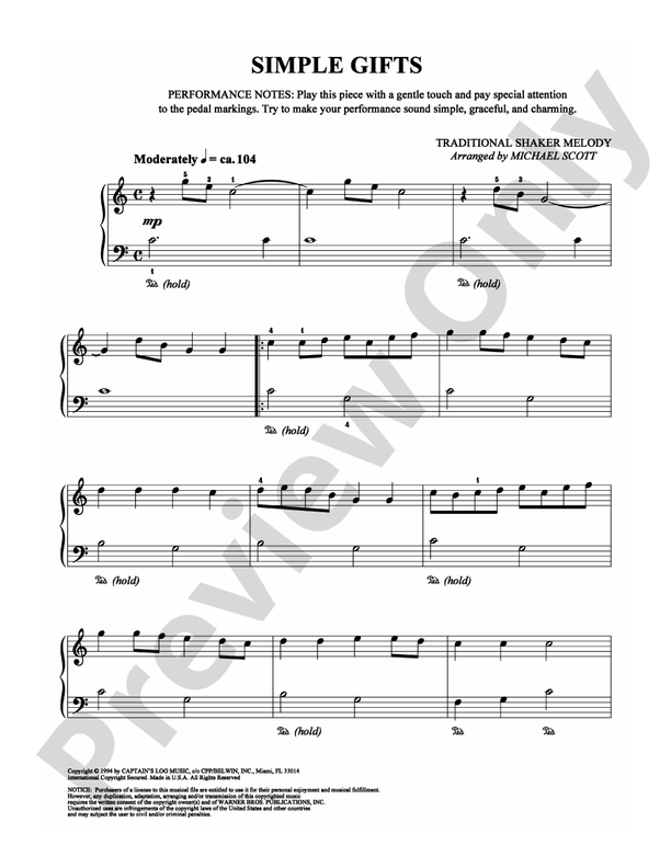 Simple Gifts - Arr. Michael Scott - Easy Piano (Digital Download)