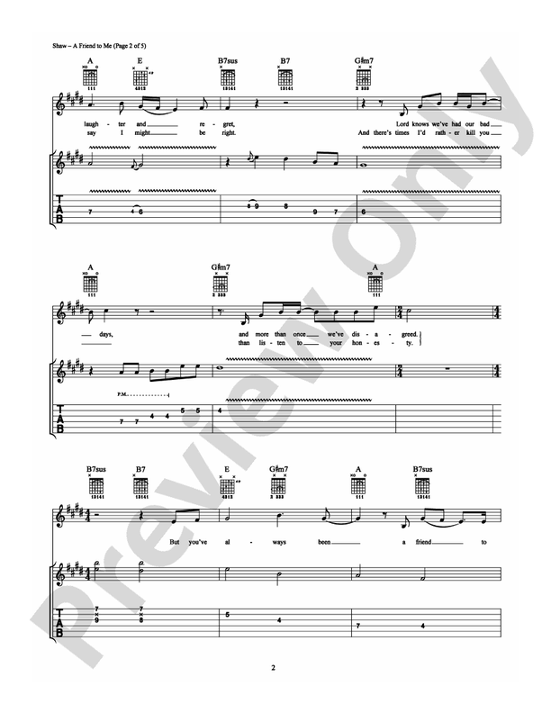 A Friend To Me - Guitar TAB (Digital Download)