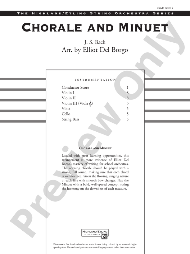 Chorale and Minuet – String Orchestra Conductor Score & Parts (Digital Download)