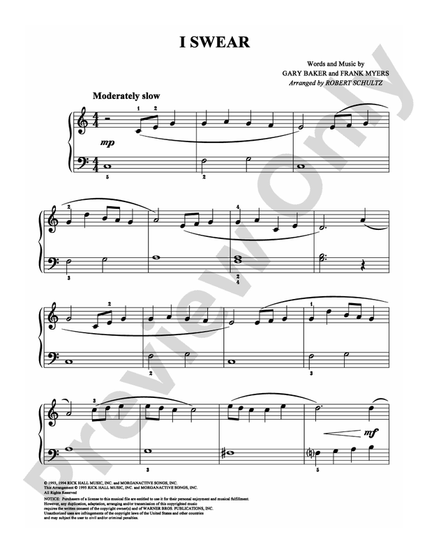 I Swear - Arr. Robert Schultz (DSM-PS-0003086) - Easy Piano (Digital Download)