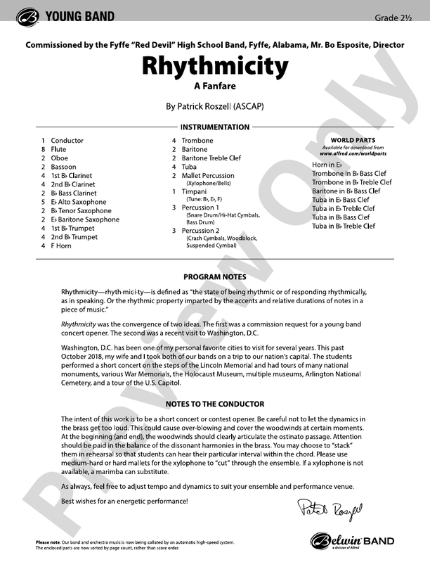Rhythmicity - Concert Band Conductor Score & Parts (Digital Download)