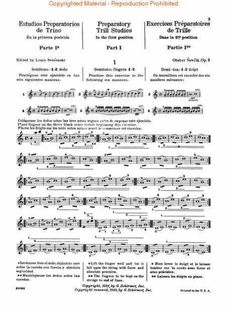 Sevcik - School of Violin Technic Op7 Trill Studies Book 1 - Violin Schirmer 50259070