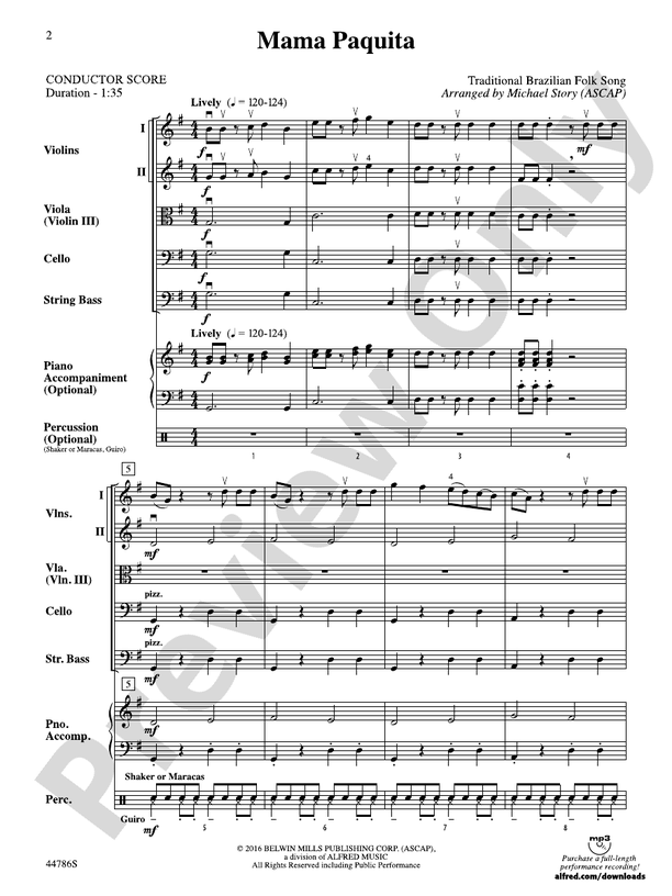 Mama Paquita - String Orchestra Conductor Score & Parts (Digital Download)