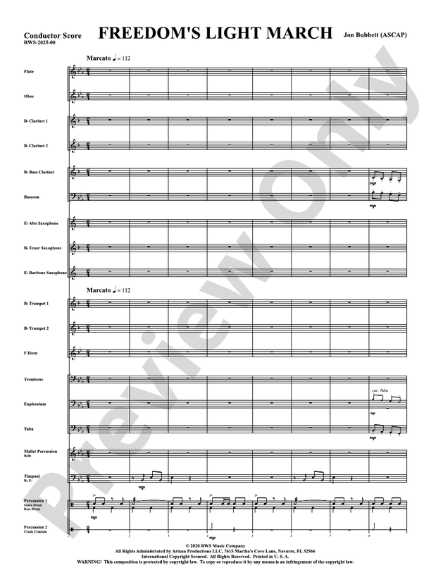 Freedom's Light March - Concert Band Conductor Score & Parts (Digital Download)