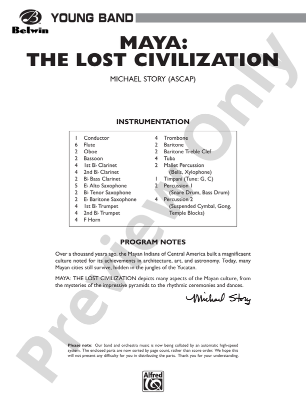 Maya: The Lost Civilization - Concert Band Conductor Score & Parts (Digital Download)