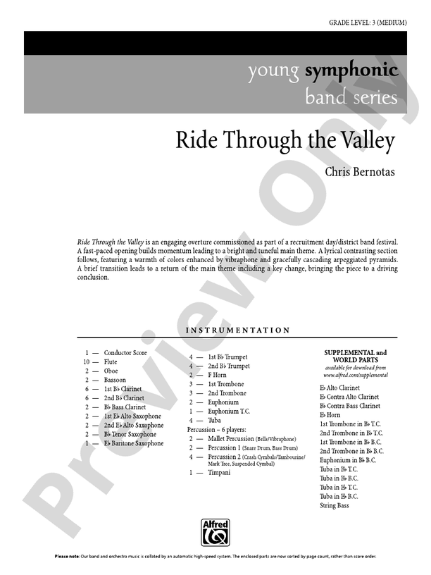 Ride Through the Valley - Concert Band Conductor Score & Parts (Digital Download)