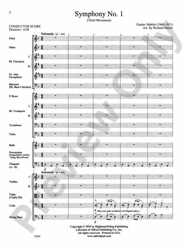 Symphony No. 1, 3rd Movement – Full Orchestra Conductor Score & Parts (Digital Download)