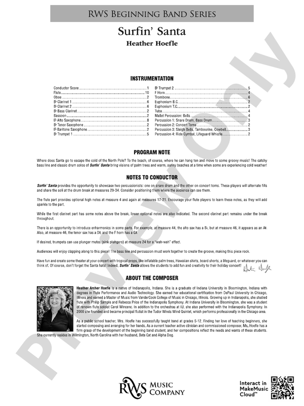Surfin' Santa - Concert Band Conductor Score & Parts(Digital Download)