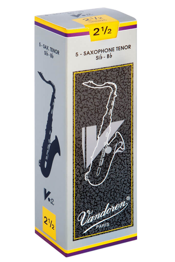 Vandoren V12 Tenor Saxophone Reeds, Strength 2.5, 5-Pack