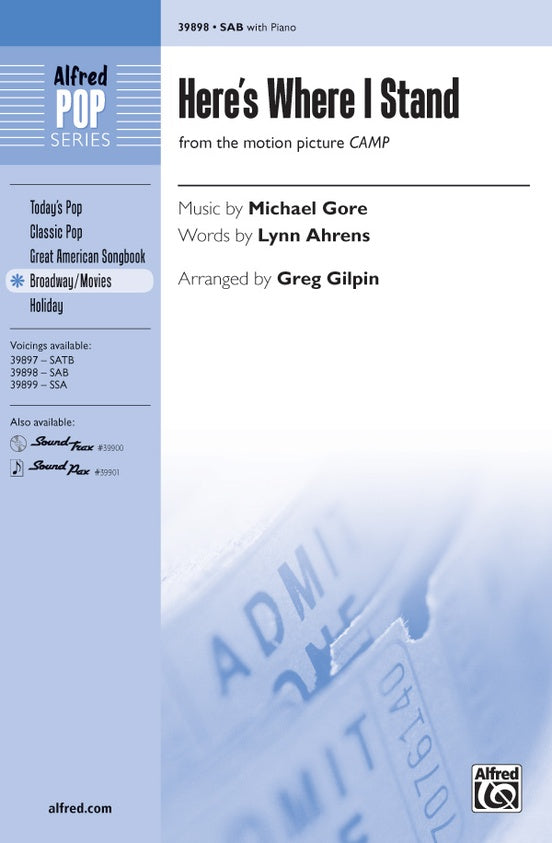 Here's Where I Stand (from the motion picture Camp) – SAB Choral Octavo (Digital Download)