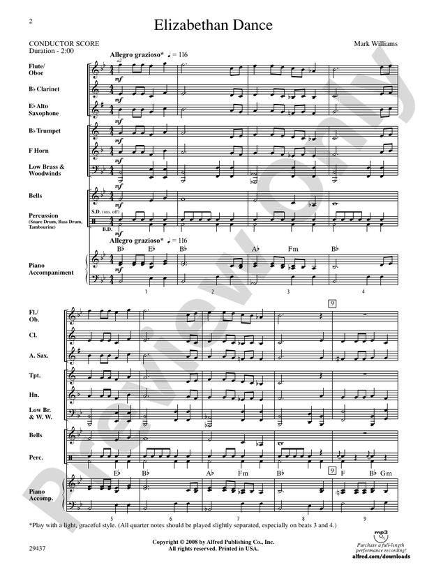 Elizabethan Dance - Concert Band Conductor Score & Parts (Digital Download)