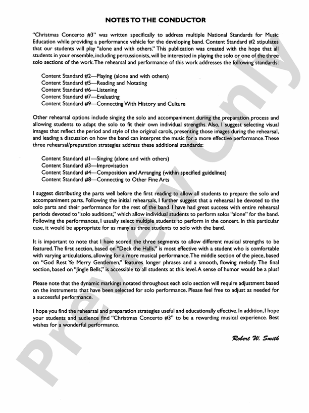 Christmas Concerto #3 (for Soloist and Band) - Concert Band Conductor Score & Parts (Digital Download)