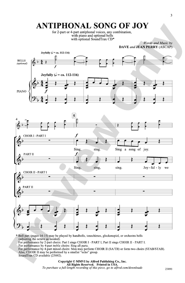 Antiphonal Song of Joy – 2-Part or 4-Part, any combination of voices Choral Octavo (Digital Download)