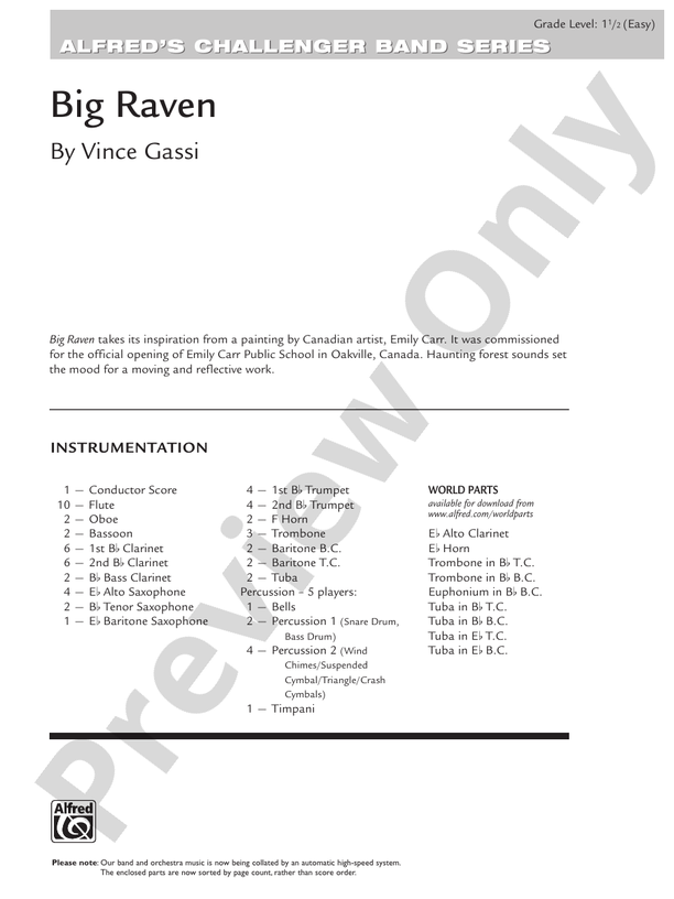 Big Raven - Concert Band Conductor Score & Parts (Digital Download)