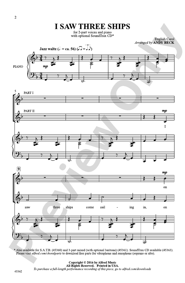 I Saw Three Ships – 2-Part Choral Octavo - Digital Sheet Music Download (Digital Download)