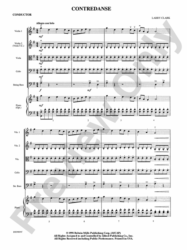 Contredanse – String Orchestra Conductor Score & Parts (Digital Download)