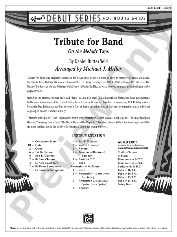 Tribute for Band - Concert Band Conductor Score & Parts (Digital Download)