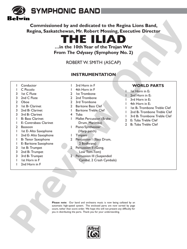 The Iliad (from The Odyssey (Symphony No. 2)) - Concert Band Conductor Score & Parts (Digital Download)