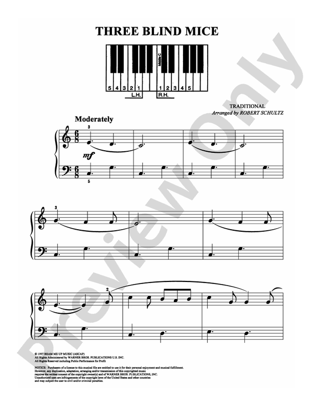 Three Blind Mice - Arr. Robert Schultz - Easy Piano (Digital Download)