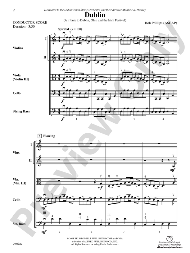 Dublin (A tribute to Dublin, Ohio and the Irish Festival) – String Orchestra Conductor Score & Parts (Digital Download)