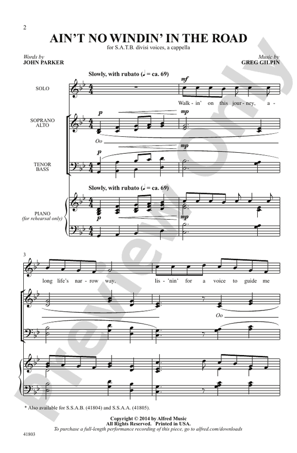 Ain't No Windin' in the Road - SATB divisi, a cappella Choral Octavo (Digital Download)