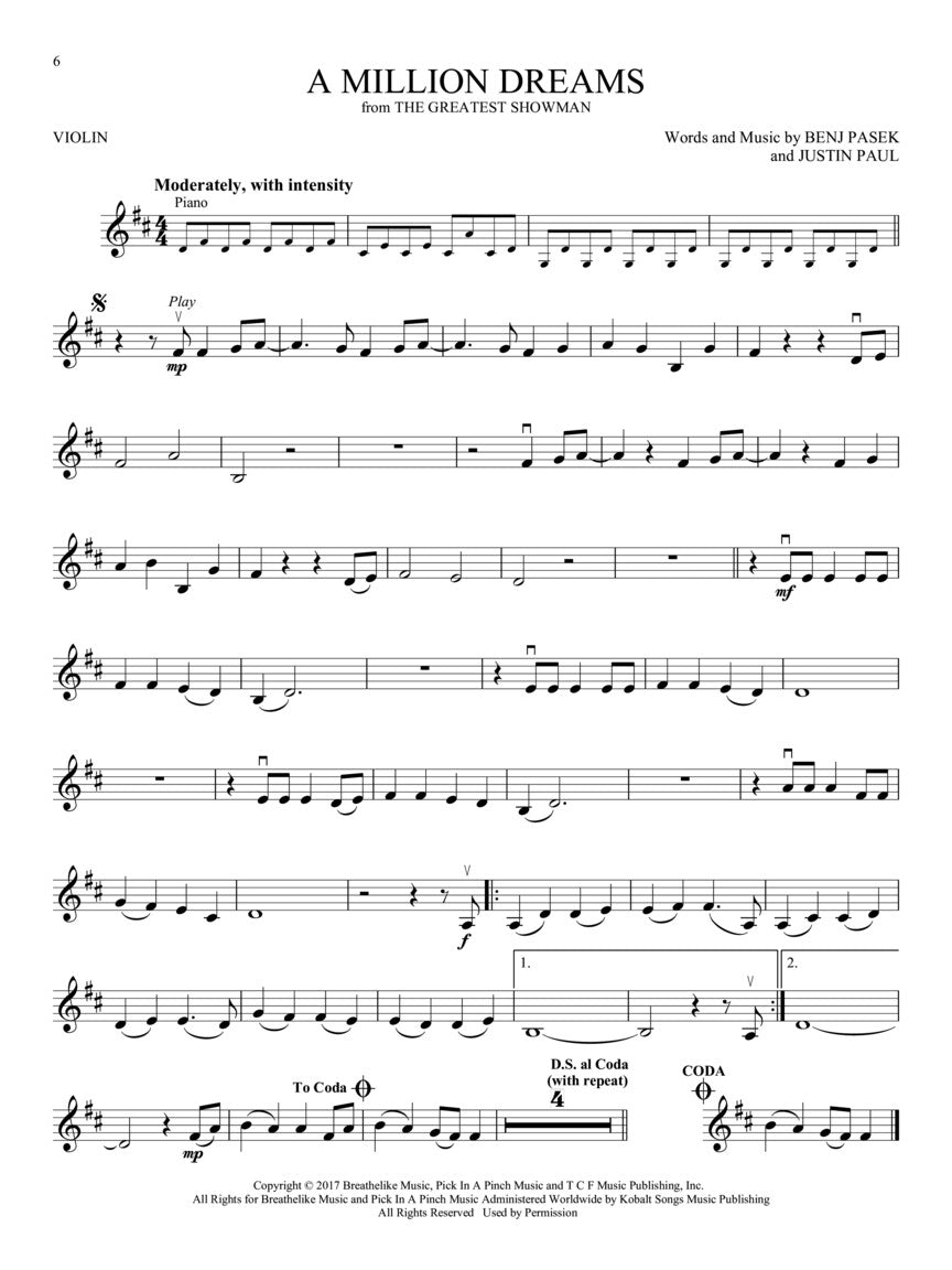 Songs from A Star Is Born, La La Land, The Greatest Showman and More Movie Musicals for Violin - Hal Leonard - 287964