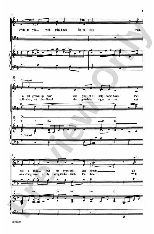 Grown Up Christmas List – 3-Part Mixed Choral Octavo (Digital Download)