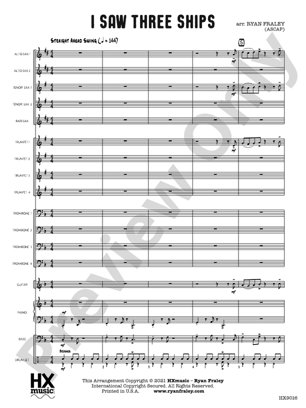 I Saw Three Ships – Jazz Ensemble Conductor Score & Parts (Digital Download)