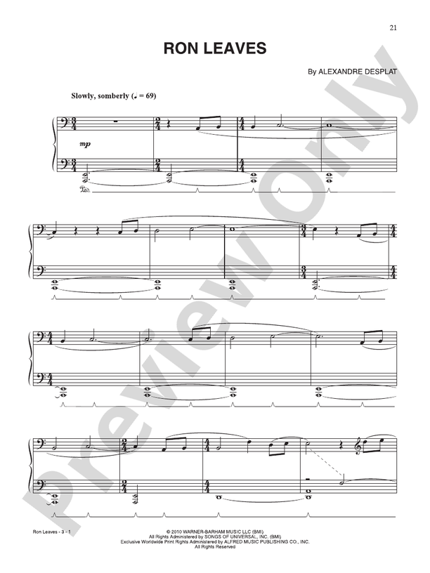 Ron Leaves (from "Harry Potter & The Deathly Hallows: Part 1") - Piano (Digital Download)